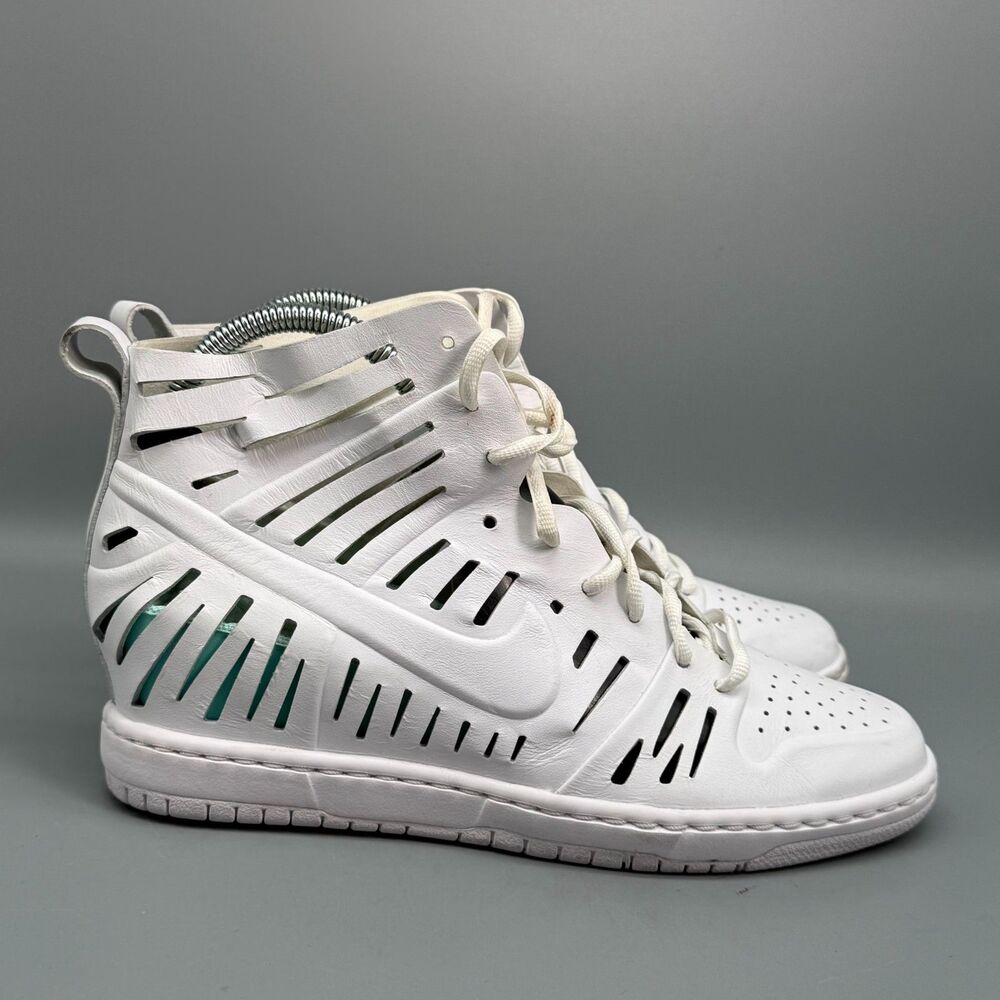 Nike Joli Dunk Sky Hi Hidden Wedge Women's 9.5 White Sneakers Shoes Cut Out Heel